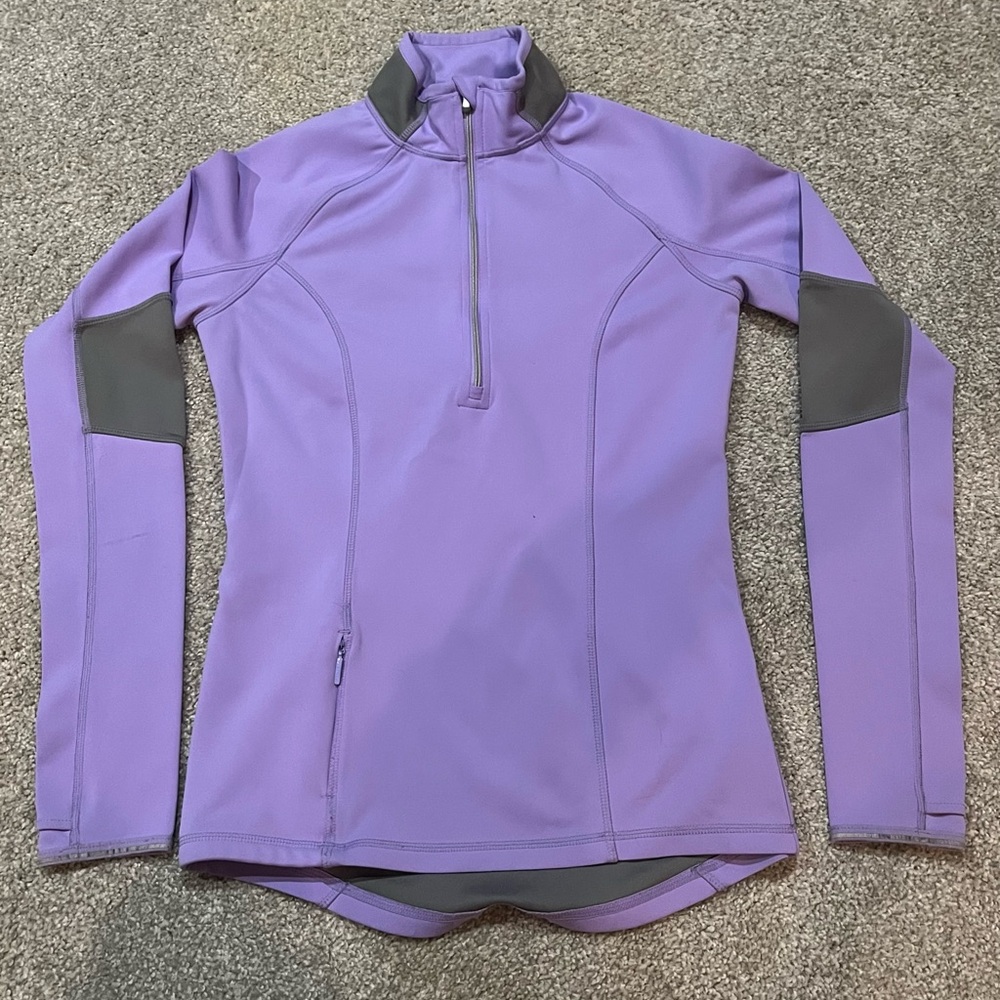 Athleta Lavender and Gray Performance Quarter-Zip Top